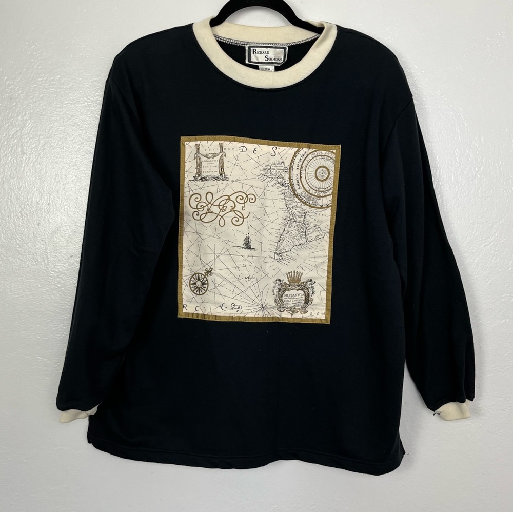 Richard Simmons women long sleeve vintage‎ black sweater size 16 W